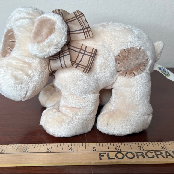 Soft Classics 8" Plush Tan Puppy Dog Rattle Plaid Bow Patches Toys R Us - Picture 2 of 9